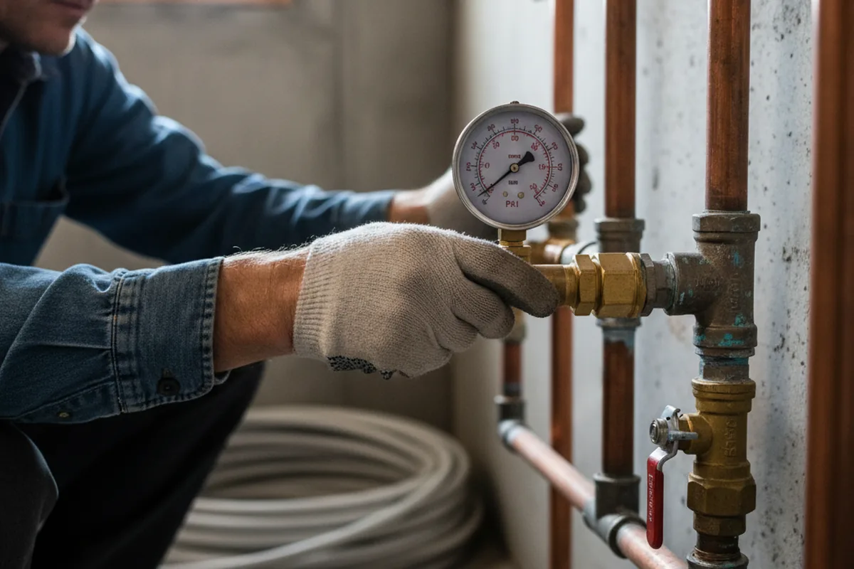 Pressure testing a repaired line during Water Line Repair in Stone Harbor